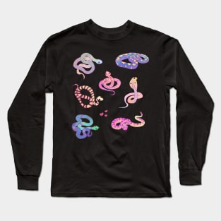 Cute watercolor snake sticker pack Long Sleeve T-Shirt